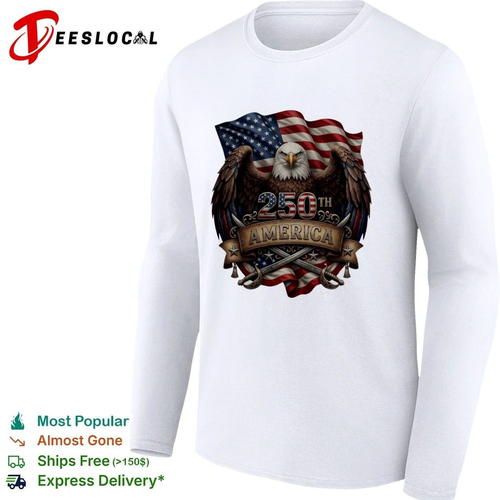 America 250th Anniversary Patriotic Bald Eagle USA Flag T-shirt