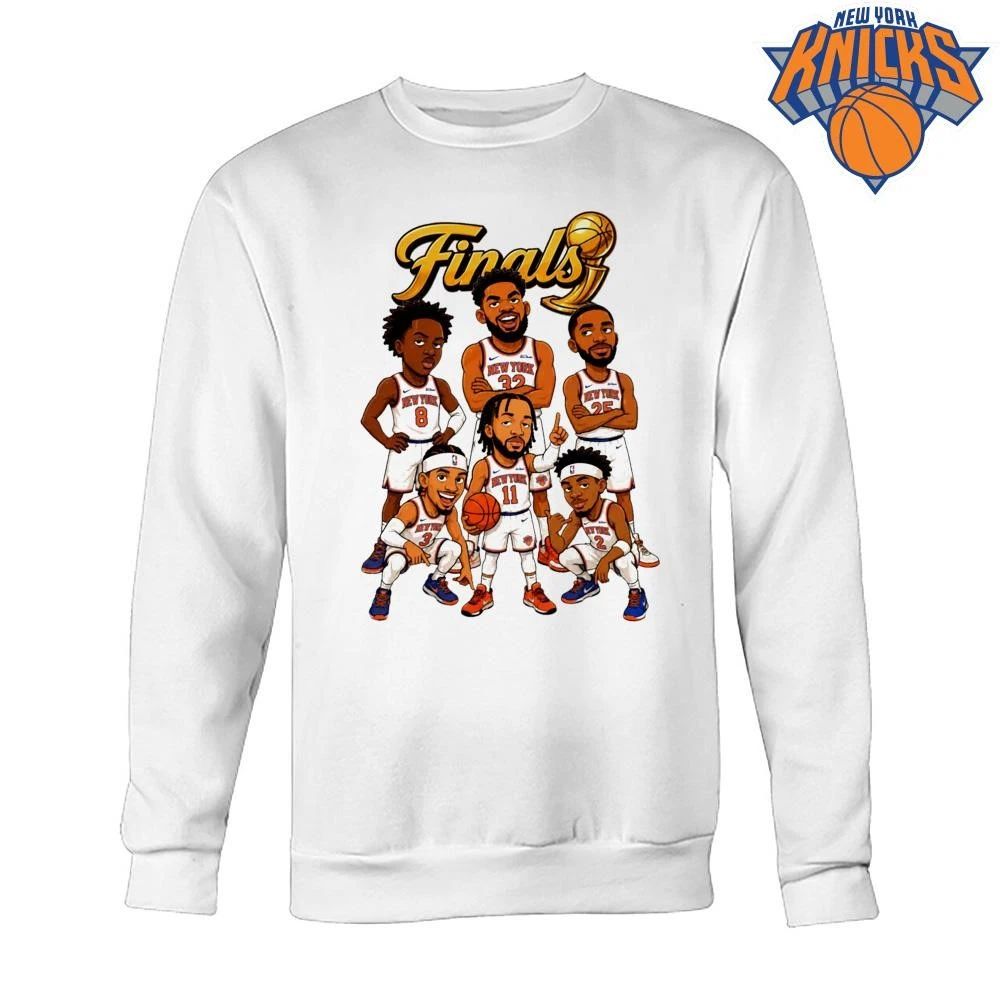 New York Knicks Team Players Cartoon Caricature Larry O Brien Trophy Vintage NBA Finals 2026 Shirt