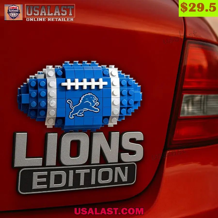Detroit Lions Building Block Car Name Badge