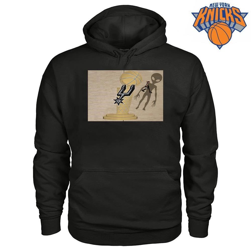 San Antonio Spurs Victor Wembanyama Alien Shadow Larry O’Brien Trophy Court Graphic NBA Finals 2026 Shirt