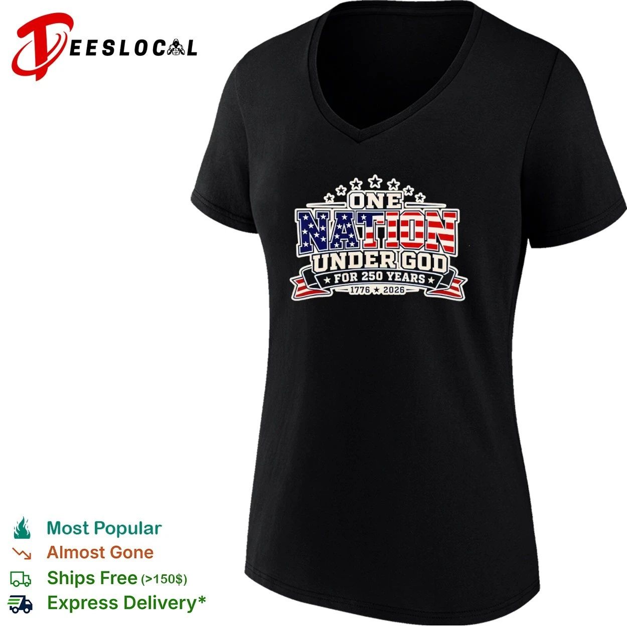 One Nation Under God for 250 Years 1776 2026 T-shirt