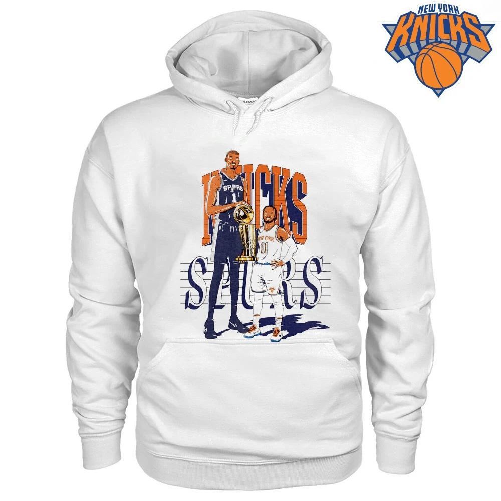 New York Knicks Jalen Brunson San Antonio Spurs Victor Wembanyama Larry O’Brien Trophy Vintage Illustration NBA Finals 2026 Shirt