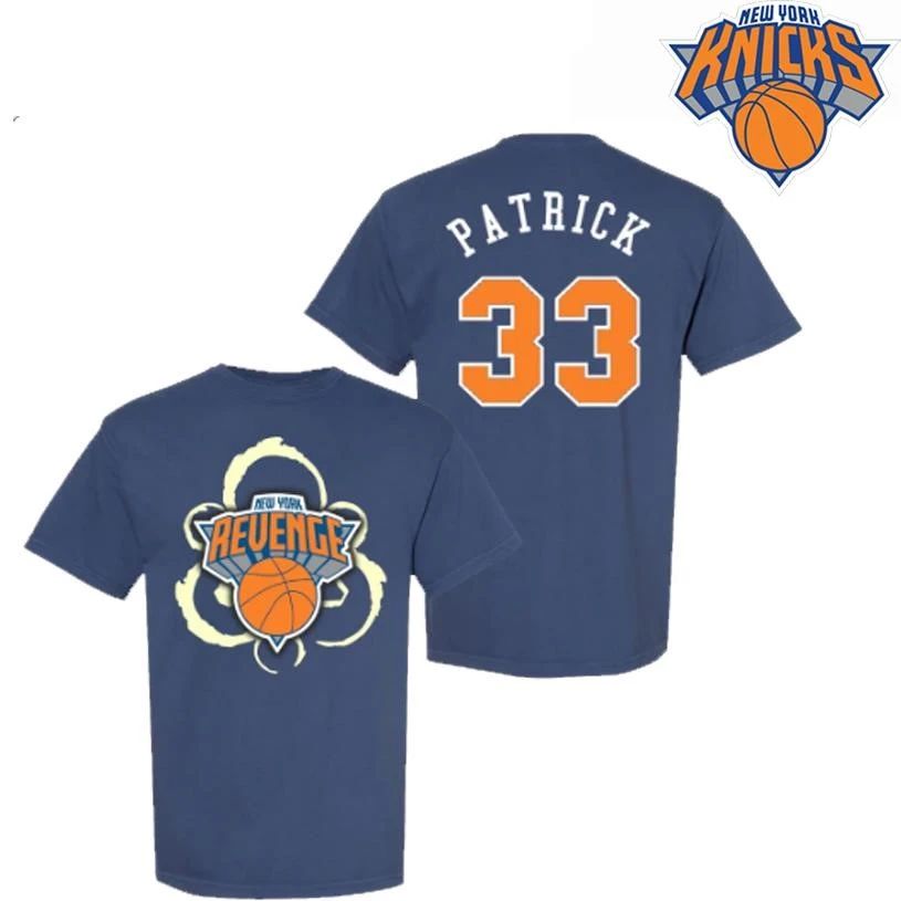 New York Knicks Patrick 33 Basketball Revenge Graphic Two Sided Shirt