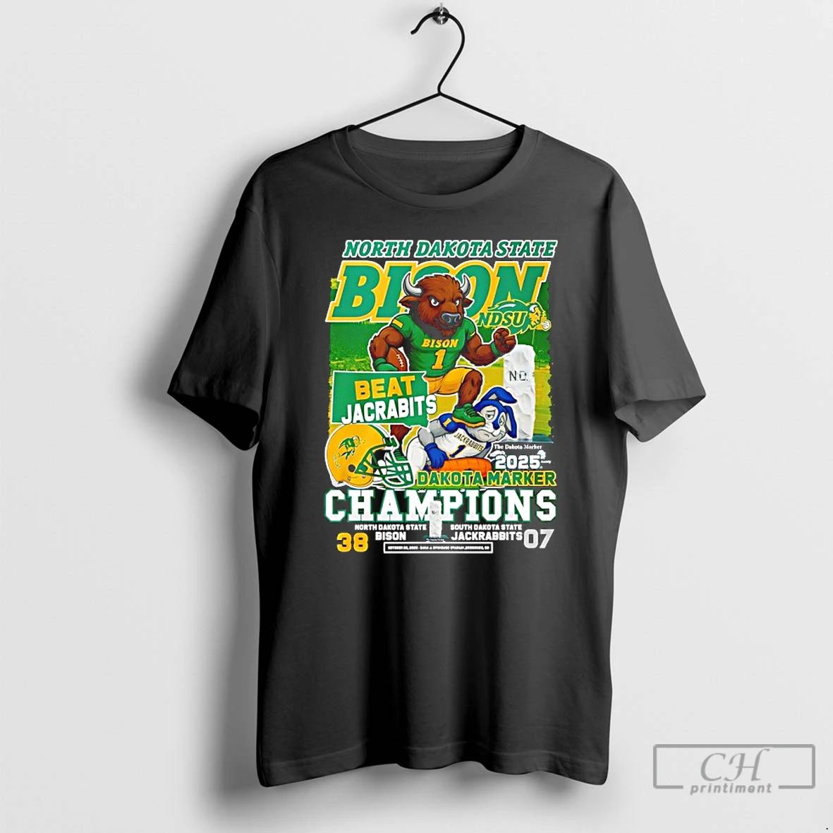 Classic North Dakota State Bison Dakota Marker Champions 2025 Mascot T Shirts
