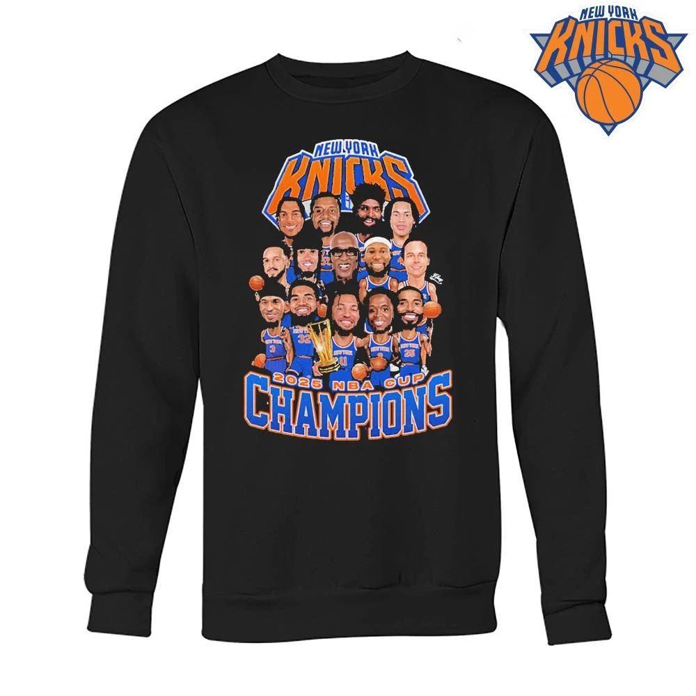 New York Knicks 2025 NBA Cup Champions Vintage Caricature Basketball T Shirt