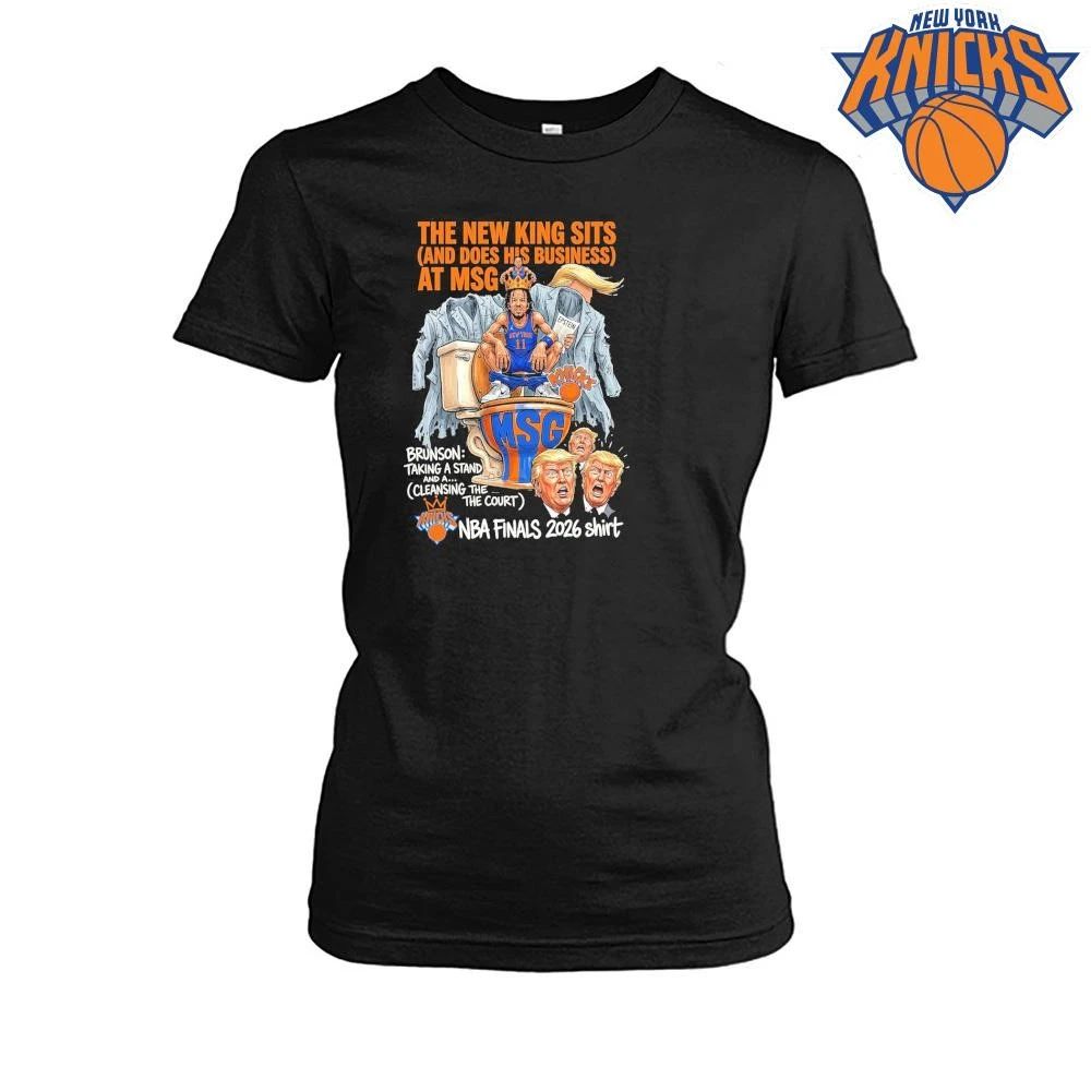 Jalen Brunson New York Knicks Donald Trump Toilet MSG The New King Sits Basketball Bootleg NBA Finals 2026 Shirt