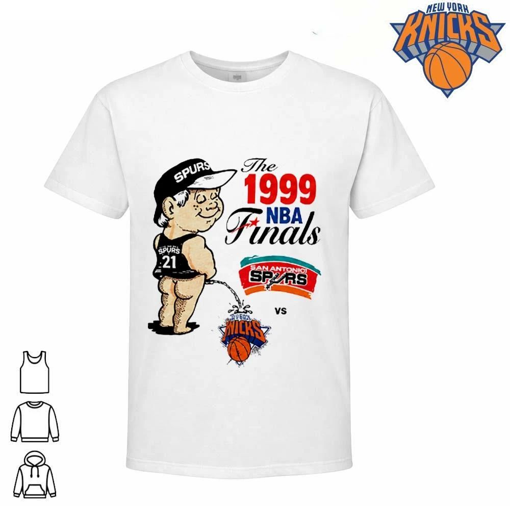 Vintage The 1999 NBA Finals San Antonio Spurs vs New York Knicks Peeing Boy Graphic T Shirt