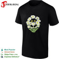 Black Cat in Daisies daisy flowers cute kitten T-shirt