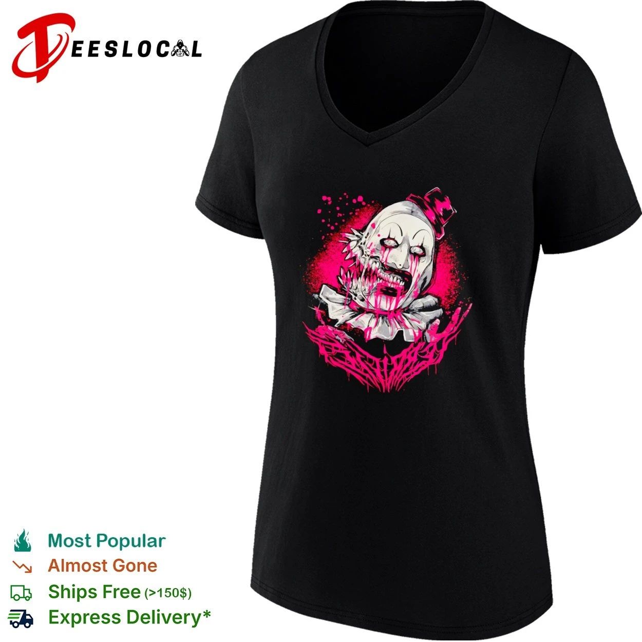 Terrifier Art the Clown Horror Pink Gothic T-shirt