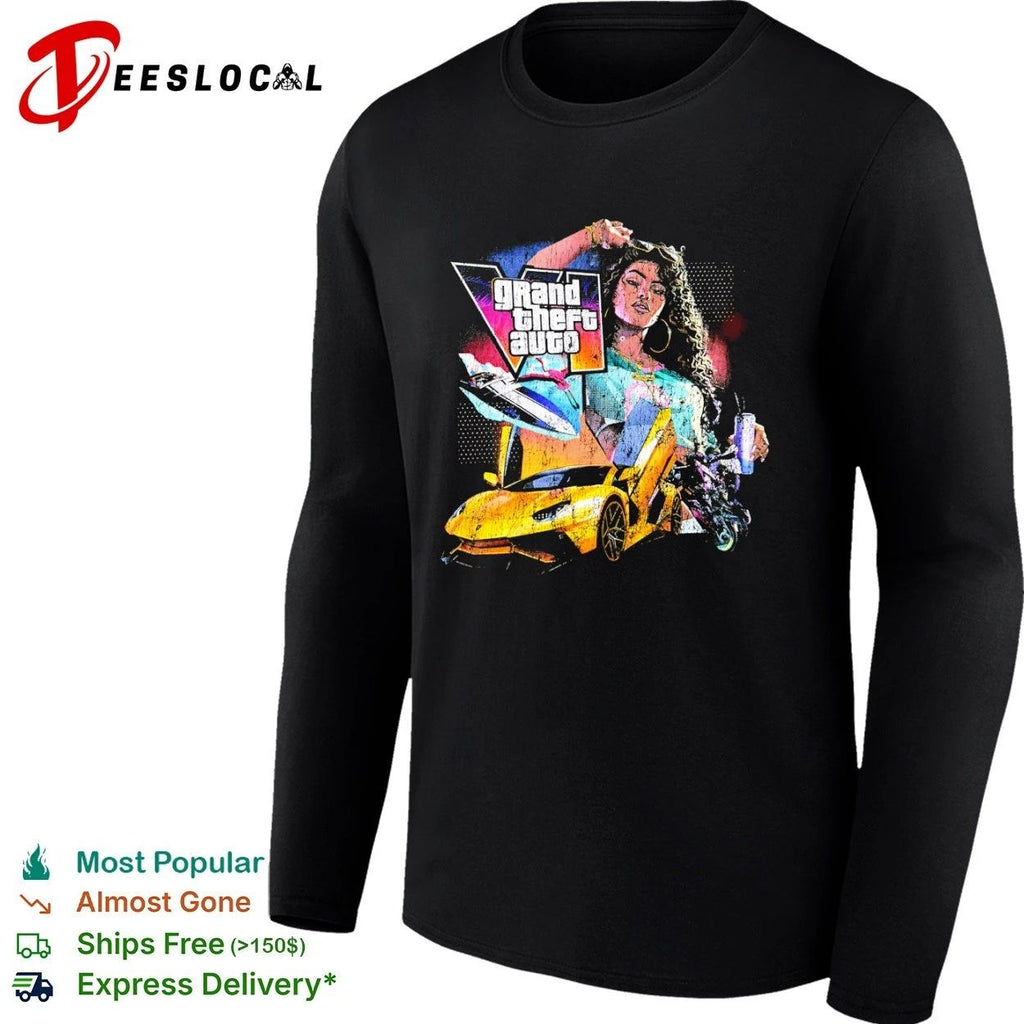 Grand Theft Auto VI Woman with Sports Car and Flamingo T-shirt