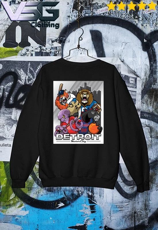 Detroit Sports Teams Motor City Skyline City Mascots T-Shirt