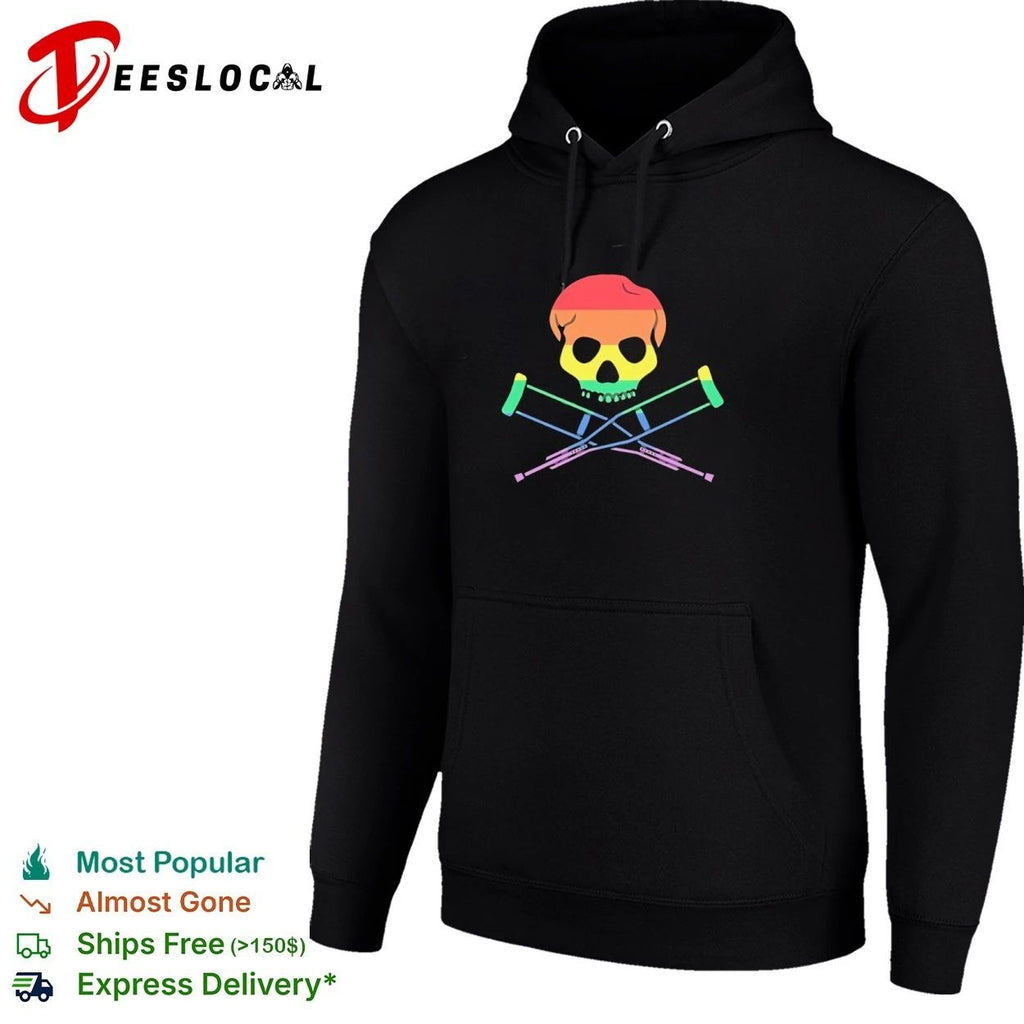 Rainbow Skull and Crutches pride lgbtq T-shirt