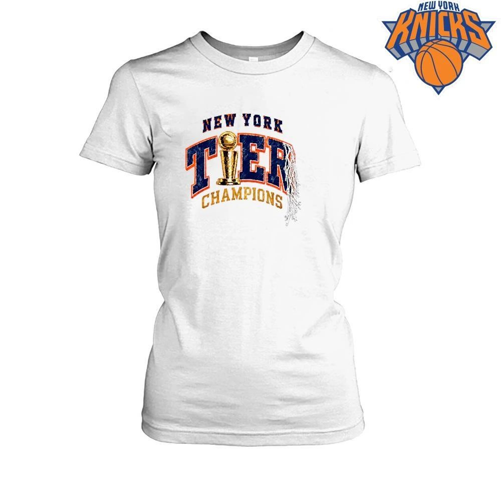 New York Knicks Champions NBA 2026 Tier Trophy Basketball Net Vintage Font Shirt