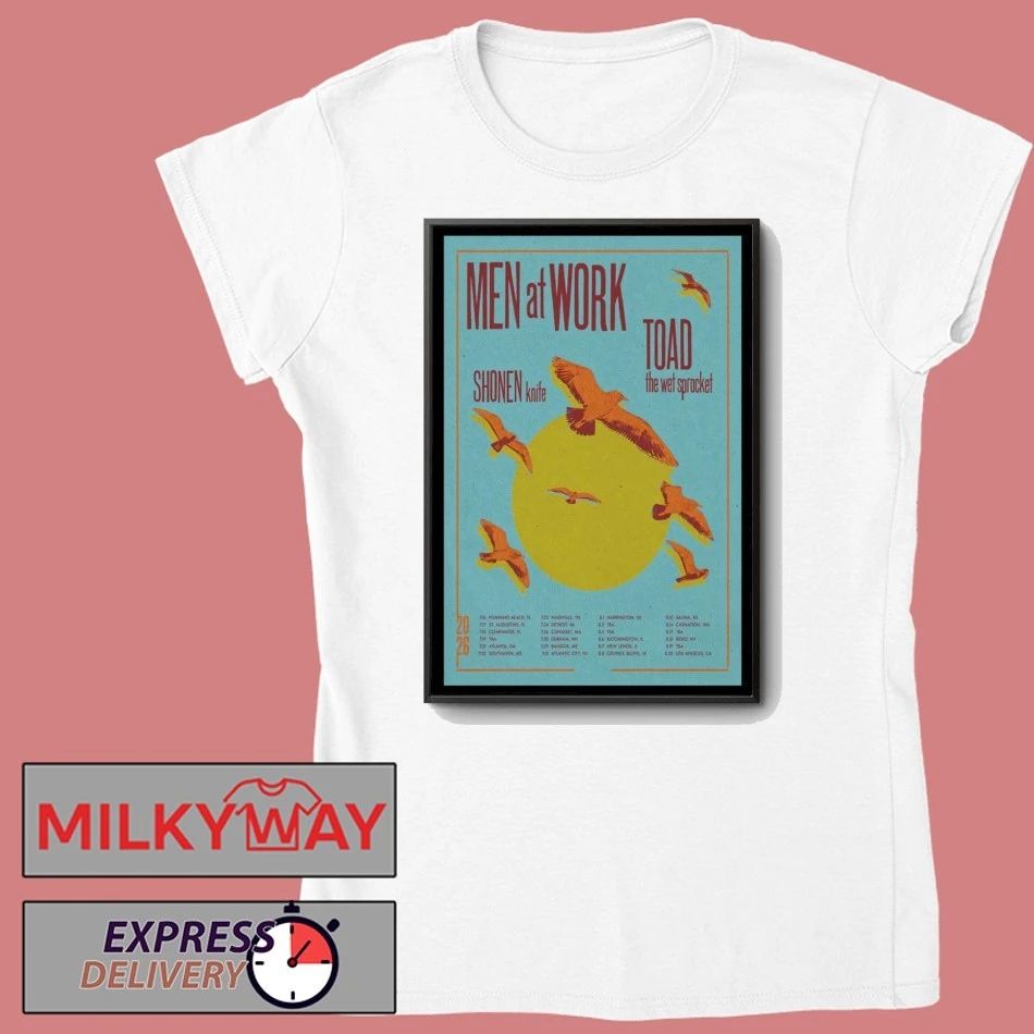Men At Work with Toad the Wet Sprocket and Shonen Knife Summer 2026 US Tour Poster shirt
