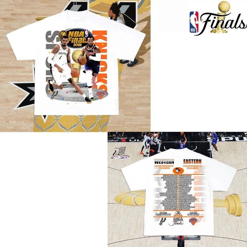 Victor Wembanyama Jalen Brunson San Antonio Spurs New York Knicks Conference Champions Basketball Graphic NBA Finals 2026 Two Sided Shirt