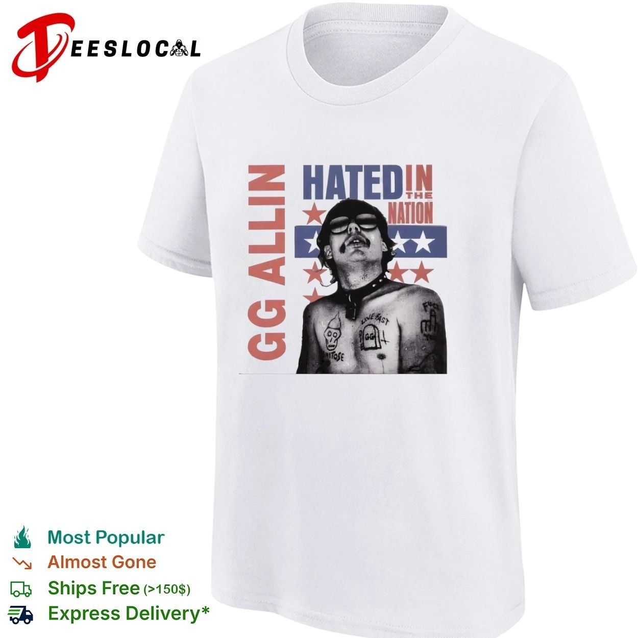 GG Allin Hated in the Nation punk rock T-shirt