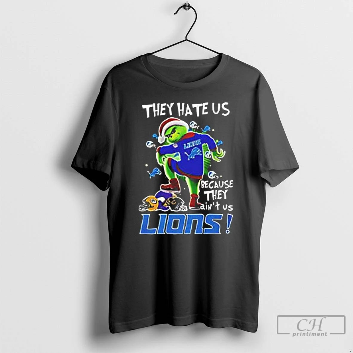 Classic Grinch They Hate Us Because They Aint Us Lions Christmas T Shirts