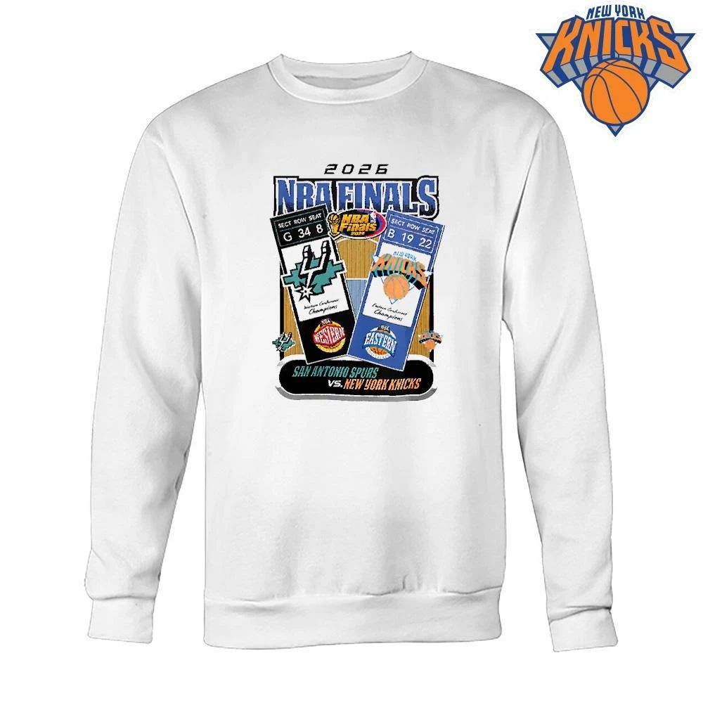 New York Knicks Champions NBA 2026 San Antonio Spurs vs Knicks Finals Ticket Matchup Graphic Shirt