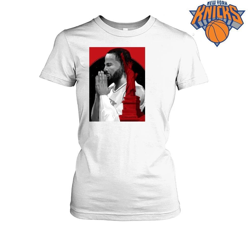 New York Knicks Jalen Brunson Praying Red Statue of Liberty Basketball Art NBA Finals 2026 Shirt
