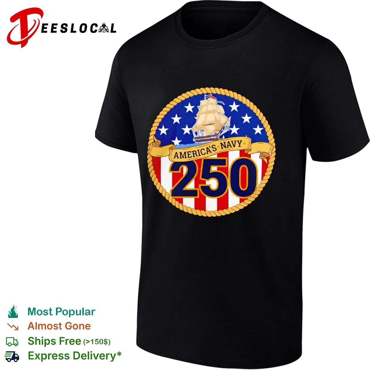 America’s Navy 250 Years United States Sailing Ship T-shirt