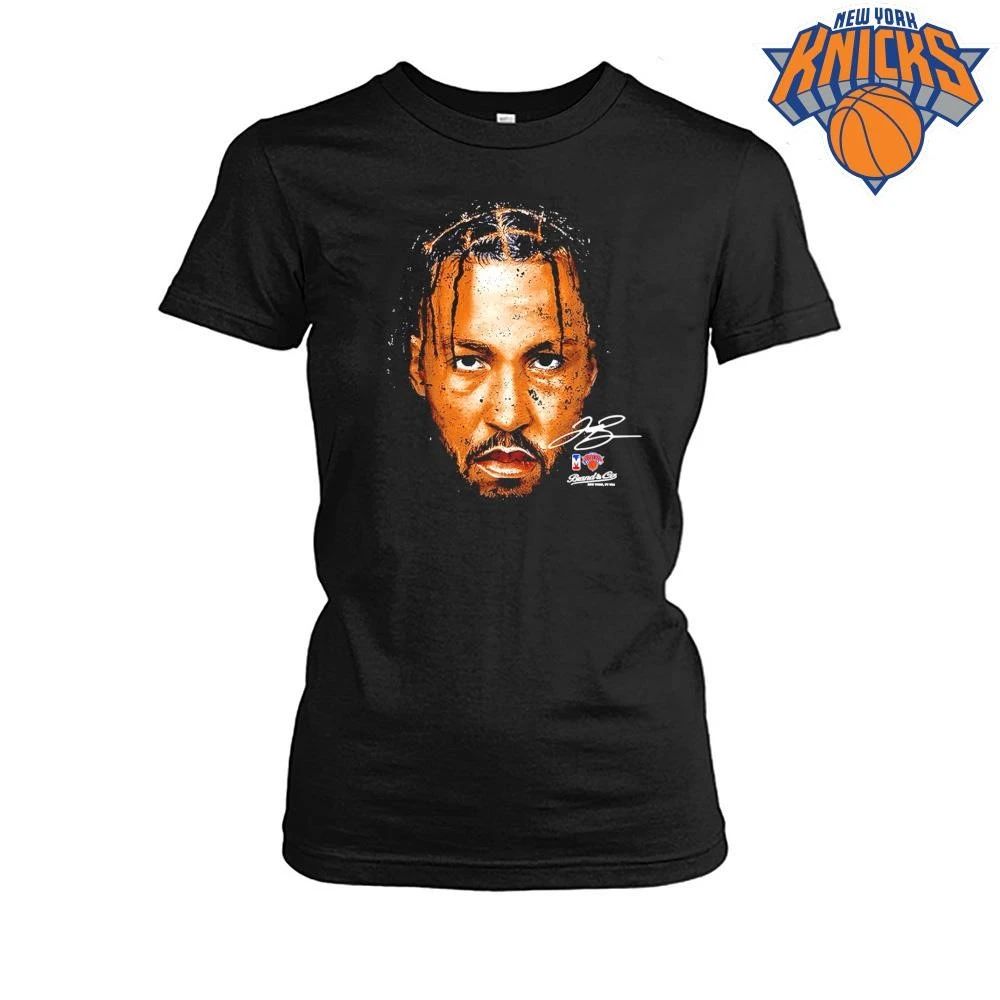 Original New York Knicks Jalen Brunson Close Up Face Portrait Signature Brand Champions Black Graphic NBA Finals 2026 Shirt