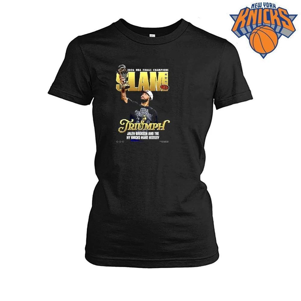 SLAM Cover Tee 263 New York Knicks Champions NBA Finals 2026 Jalen Brunson Lift Trophy Shirt