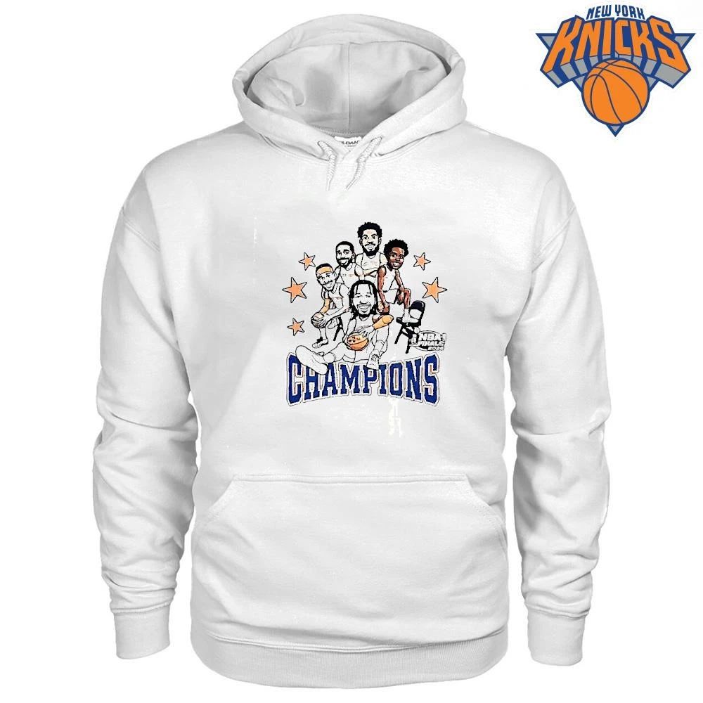 New York Knicks Champions 2026 Nba Finals Cartoon Players White Shirt
