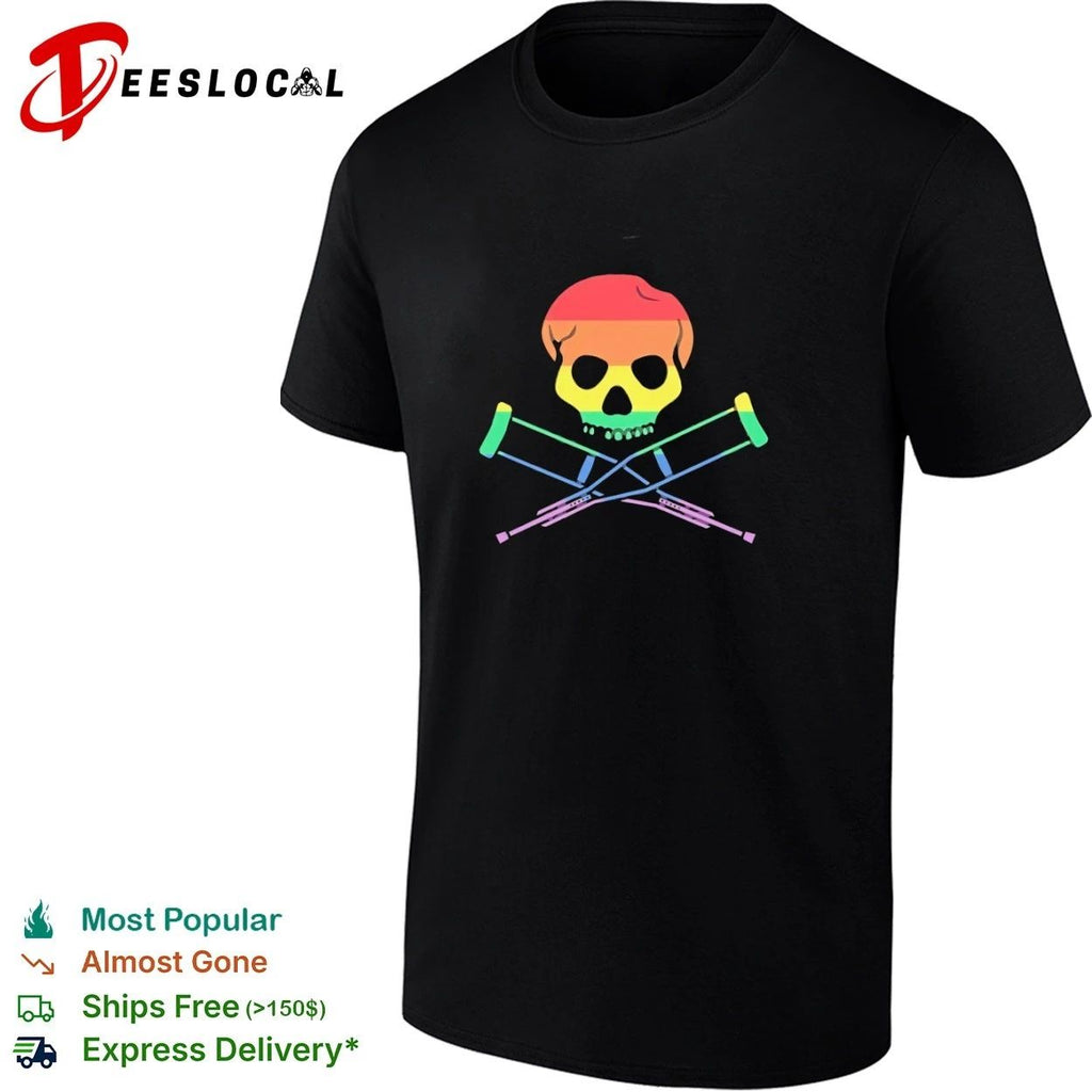 Rainbow Skull and Crutches pride lgbtq T-shirt