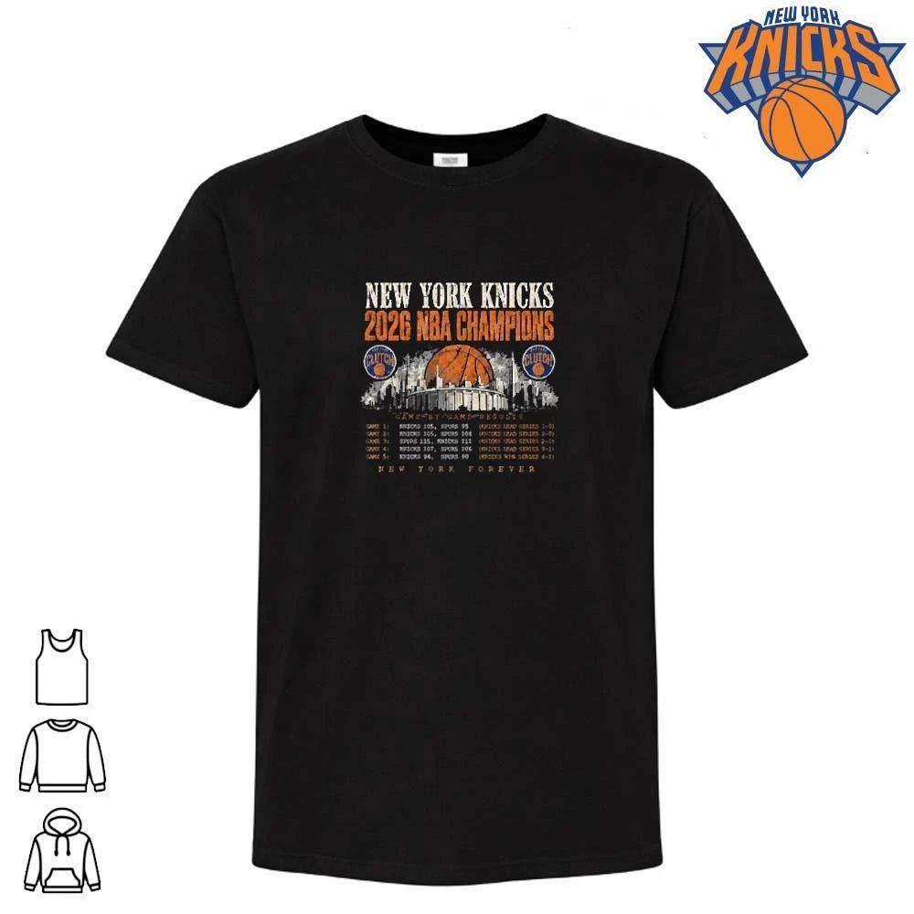 New York Knicks Champions NBA 2026 Game By Game Results Basketball Shirt