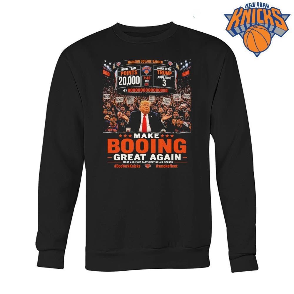 Donald Trump Make Booing Great Again Madison Square Garden New York Knicks Parody Graphic NBA Finals 2026 Shirt