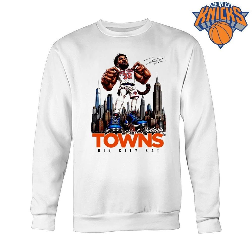 Karl Anthony Towns New York Knicks Big City KAT Skyline Caricature Graphic NBA Finals 2026 Shirt