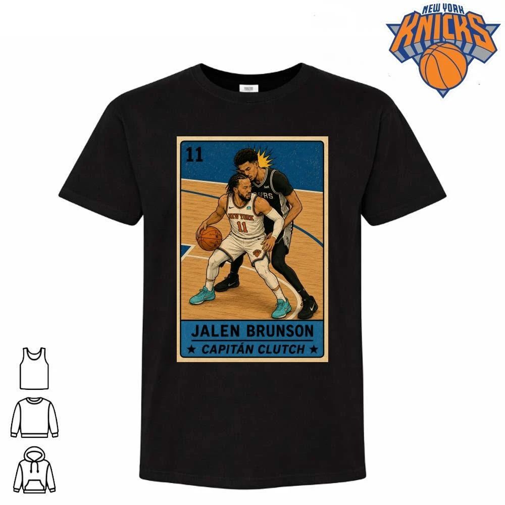 Jalen Brunson Capitán Clutch New York Knicks Basketball Graphic Shirt
