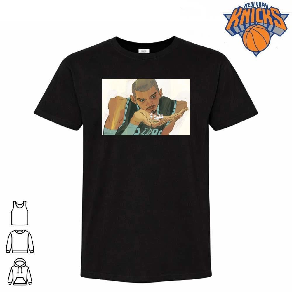 Victor Wembanyama San Antonio Spurs Holding New York Knicks Players Cartoon Illustration NBA Finals 2026 Shirt