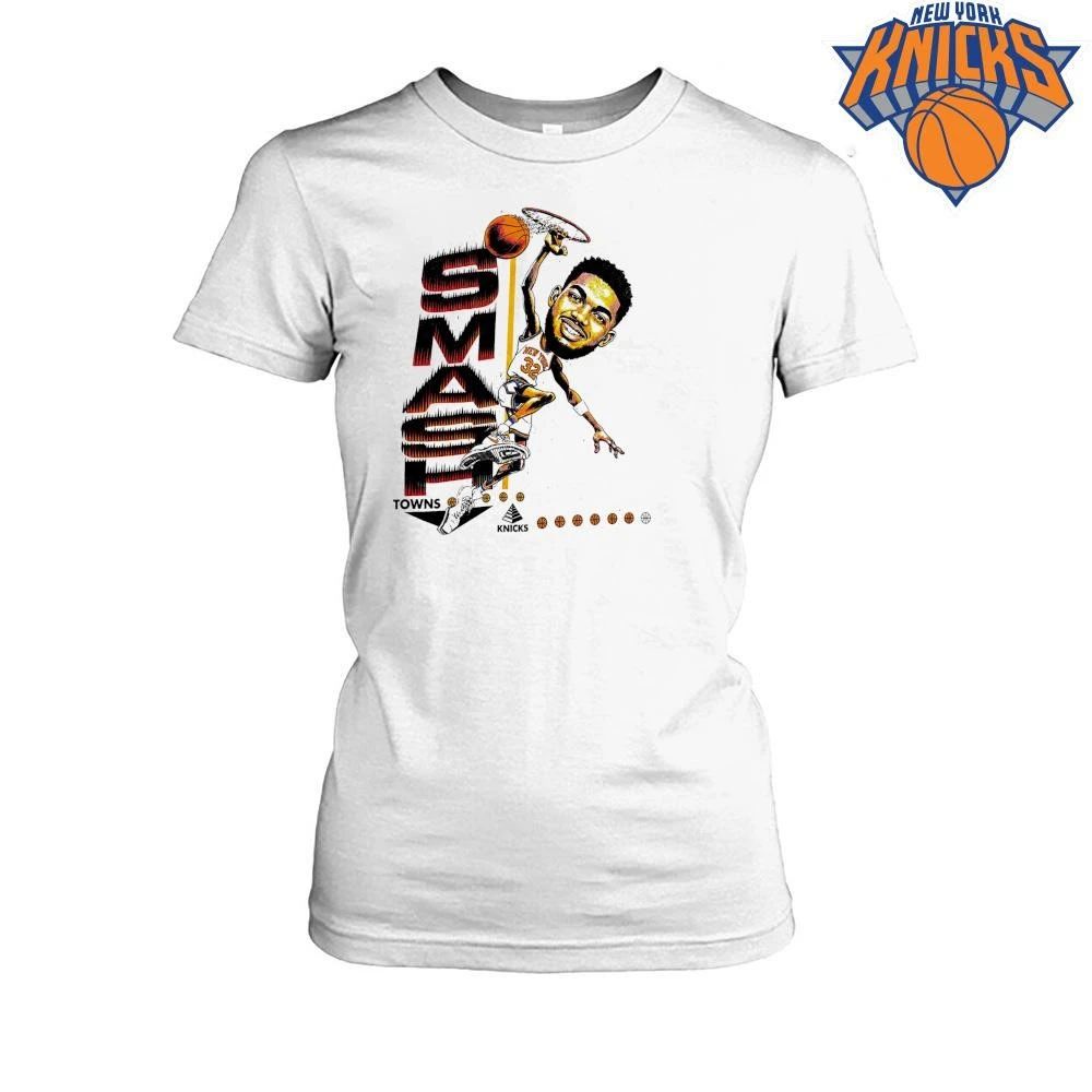 Karl Anthony Towns Smash New York Knicks Caricature Dunk Graphic Art NBA Finals 2026 Shirt