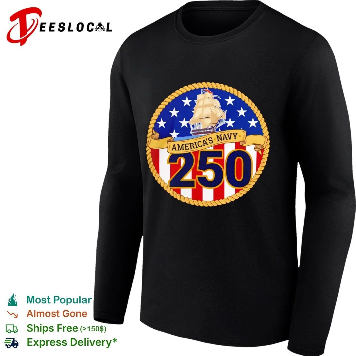 America’s Navy 250 Years United States Sailing Ship T-shirt