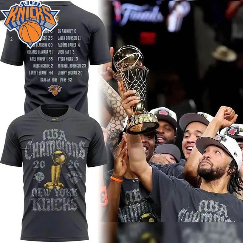 New York Knicks 2026 NBA Finals Champions Roster Two Sided Shirt