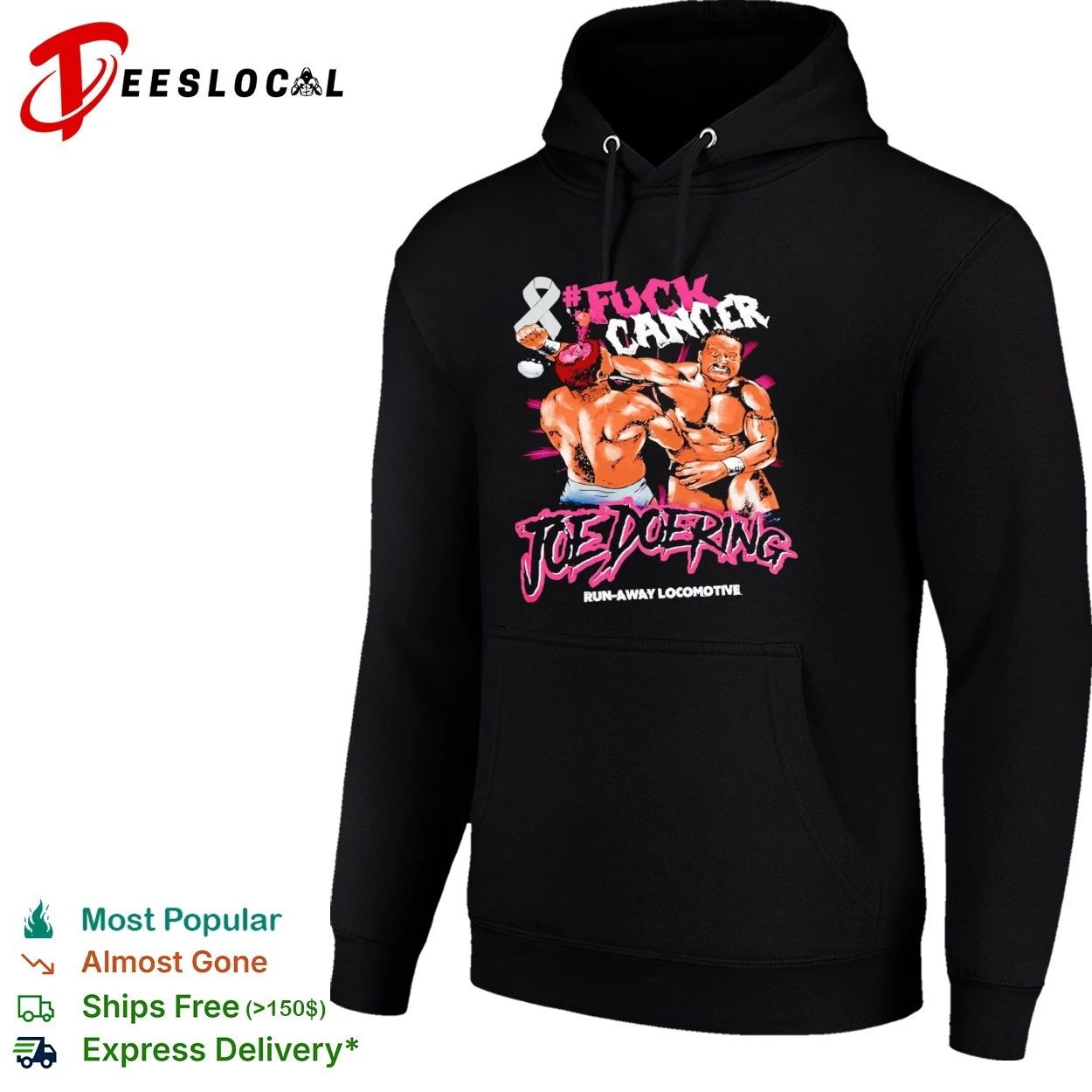 Joe Doering Fuck Cancer Run-Away Locomotive Cancer Awareness Wrestling T-shirt