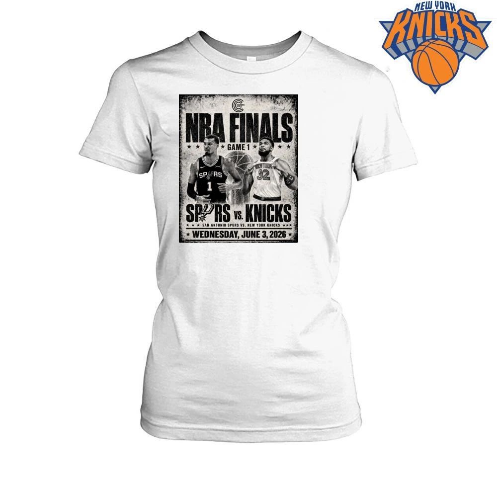 NBA Finals 2026 Game 1 San Antonio Spurs vs New York Knicks Victor Wembanyama Karl Anthony Towns Vintage Poster Shirt