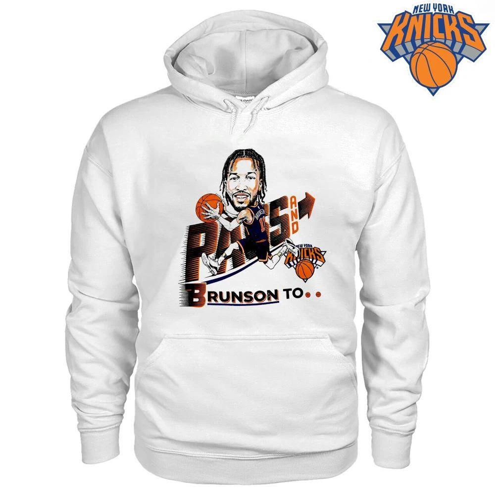 New York Knicks Jalen Brunson Pass And Brunson To Caricature Graphic Vintage NBA Finals 2026 Shirt