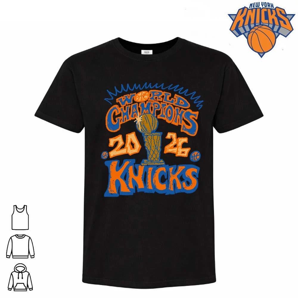 New York Knicks Champions NBA 2026 World Champions Retro Typography Shirt