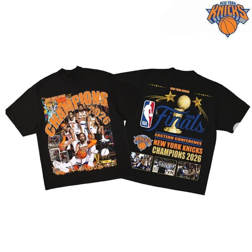 New York Knicks 2026 NBA Finals Champions Vintage Style Graphic Two Sided Shirt
