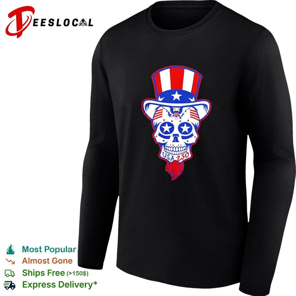 Uncle Sam Patriotic Dead Head USA 250 T-shirt