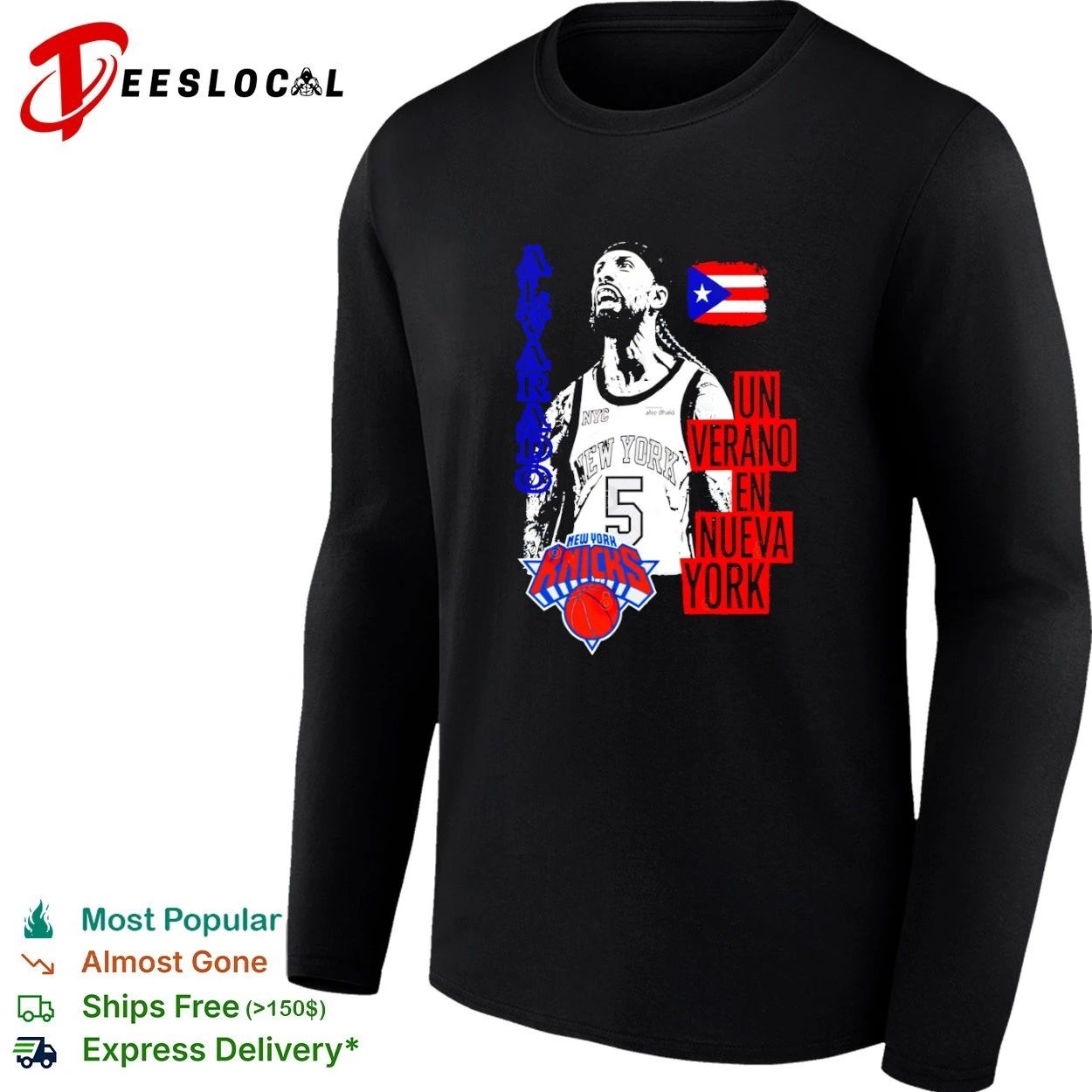 Alvarado Un Verano En Nueva York NY Knicks 5 Puerto Rican Basketball T-shirt