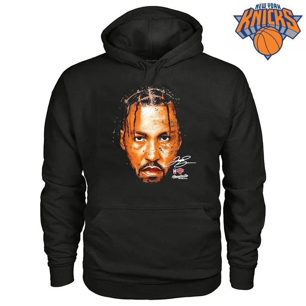 Original New York Knicks Jalen Brunson Close Up Face Portrait Signature Brand Champions Black Graphic NBA Finals 2026 Shirt