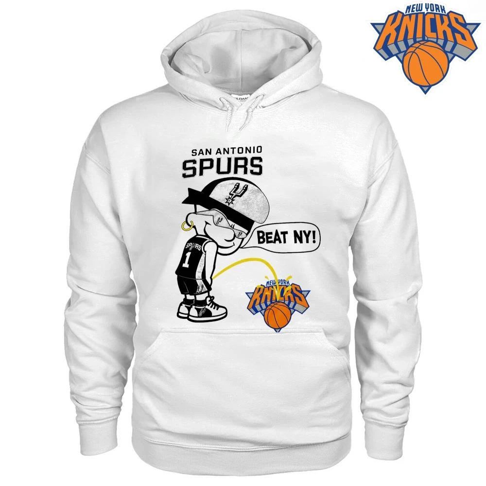 San Antonio Spurs Calvin Peeing On New York Knicks Logo Beat NY Funny Parody Graphic NBA Finals 2026 Shirt