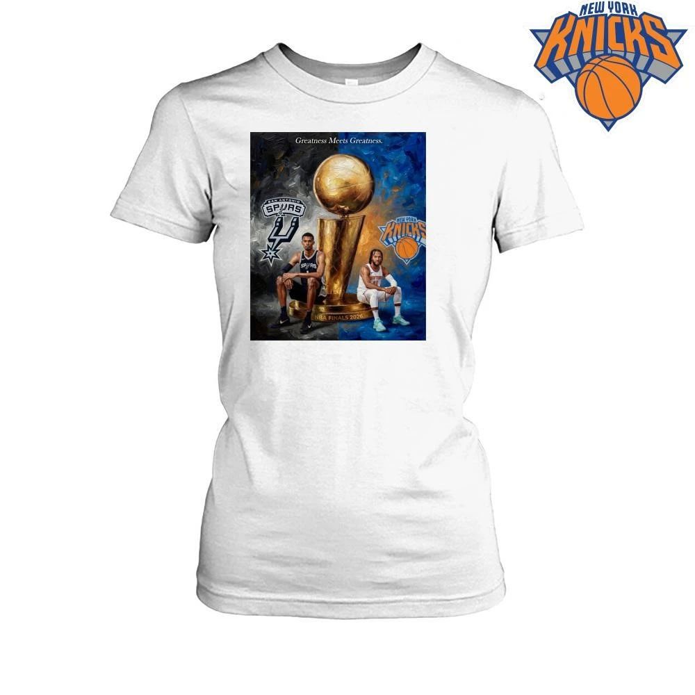 Victor Wembanyama Jalen Brunson San Antonio Spurs New York Knicks NBA Finals 2026 Greatness Meets Greatness T Shirt