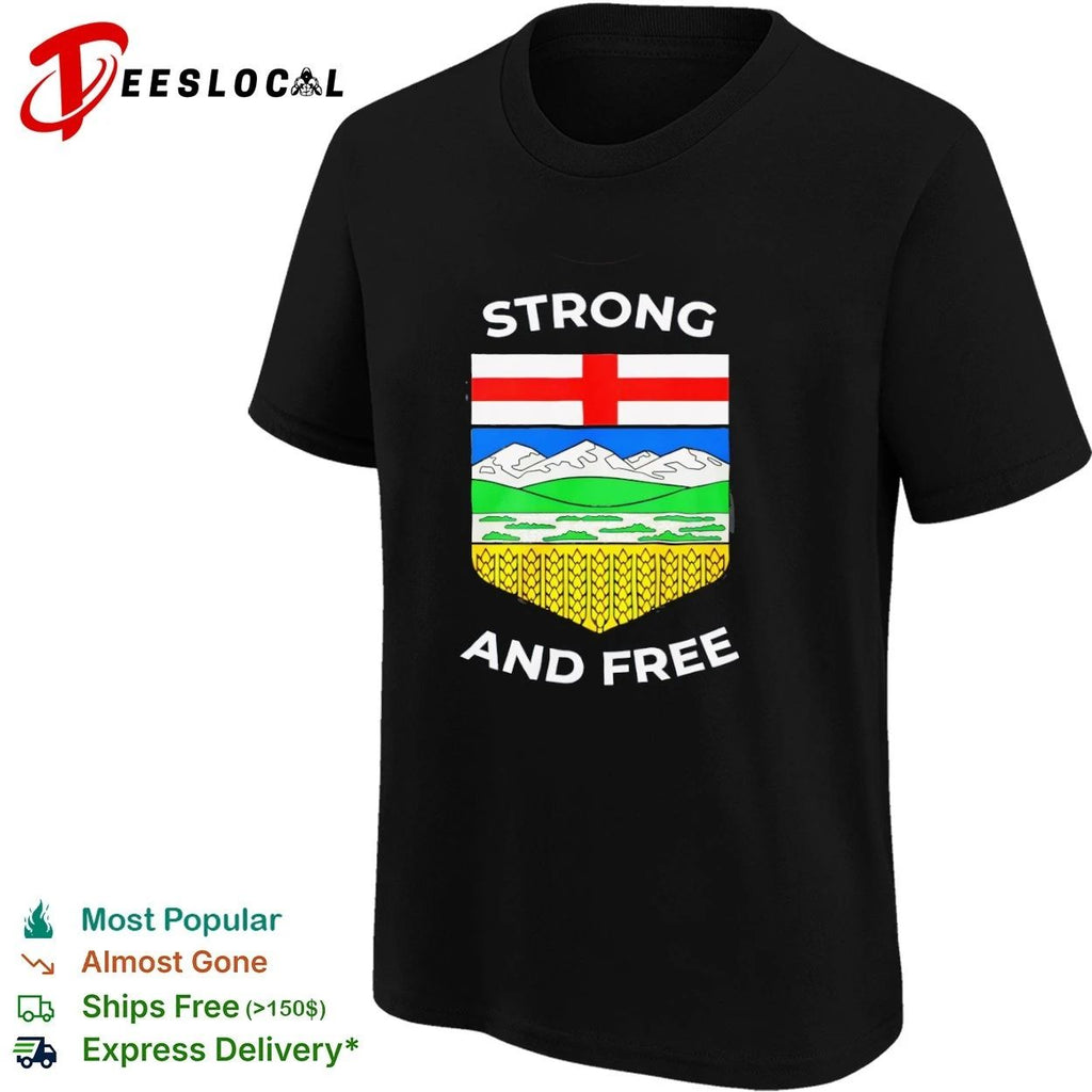 Strong and Free Alberta Coat of Arms Canada T-shirt