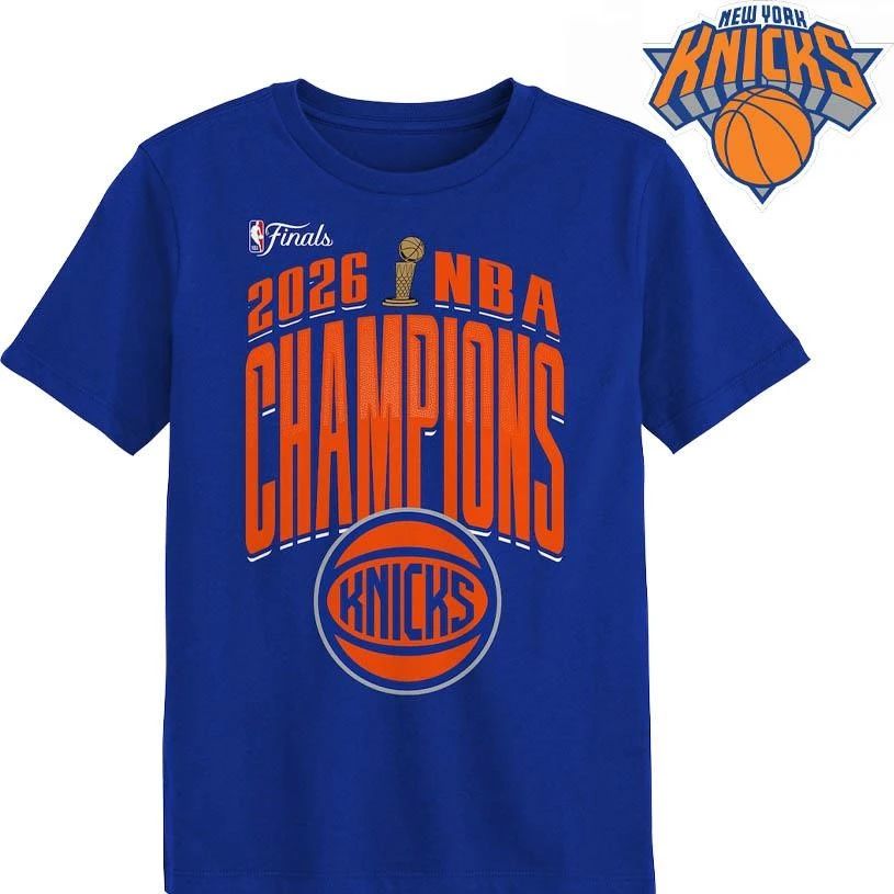 New York Knicks Outerstuff Juvenile 2026 NBA Finals Champions Bold Teamwork Shirt