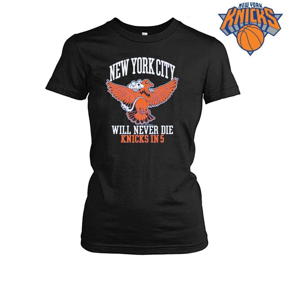 New York City Will Never Die Pigeon Rat Knicks In 5 NBA Finals 2026 Shirt
