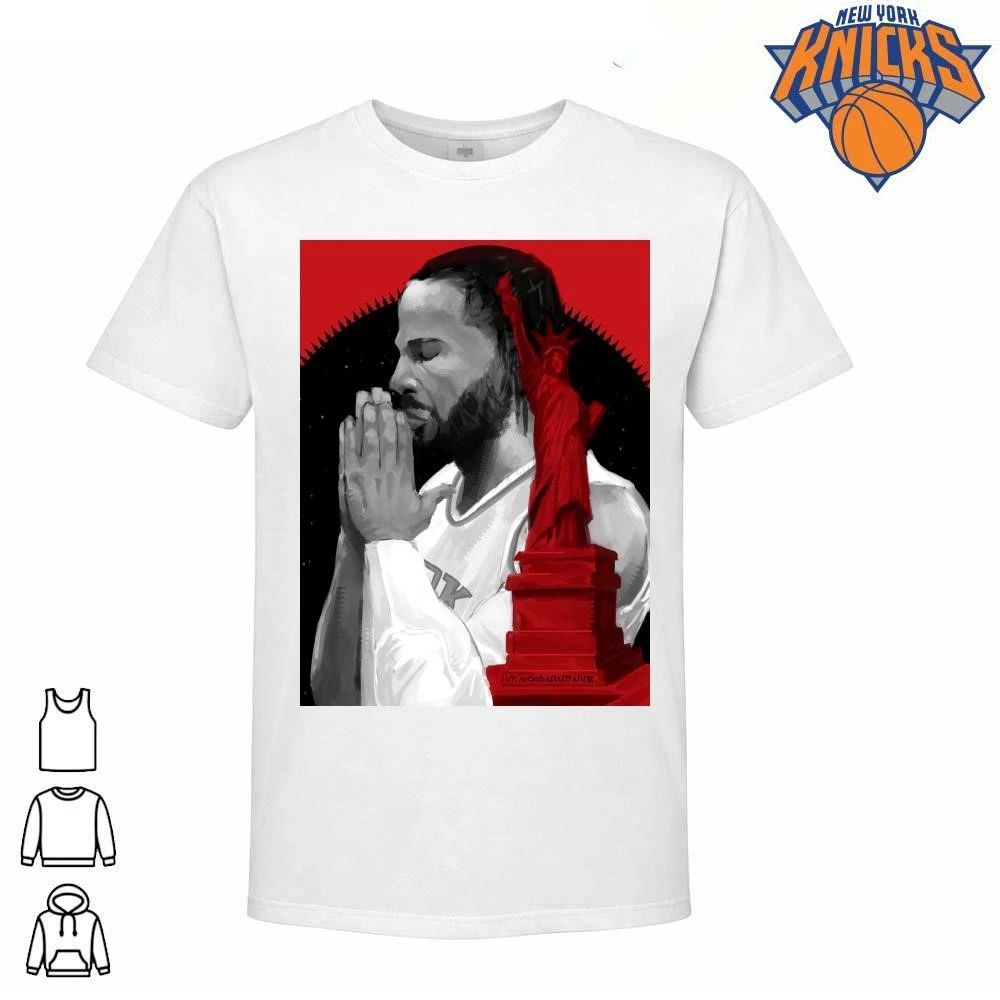 New York Knicks Jalen Brunson Praying Red Statue of Liberty Basketball Art NBA Finals 2026 Shirt